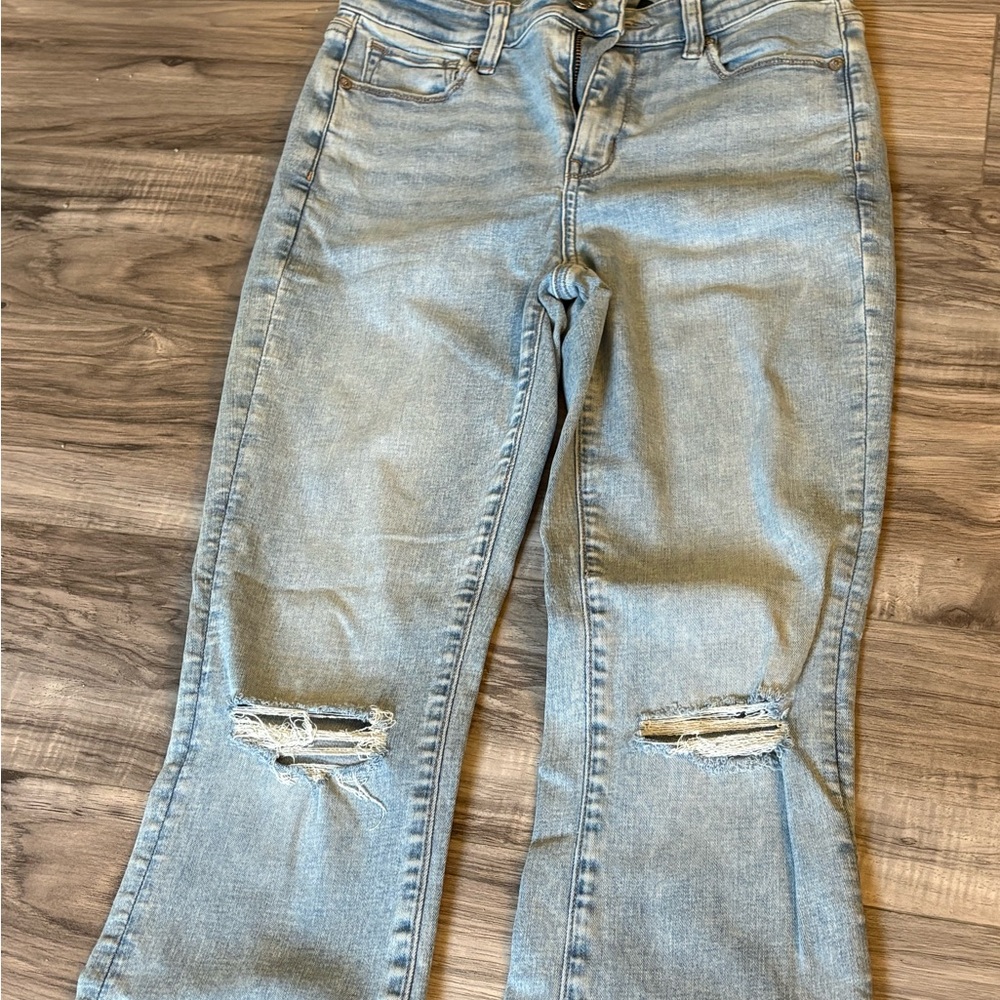 American Eagle Outfitters Light Blue Distressed Boot Leg Jeans
